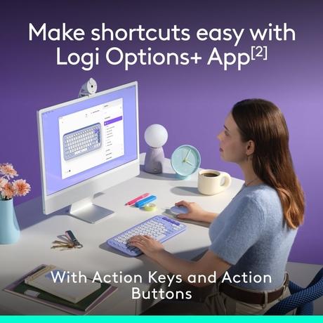 Logitech POP Icon Bluetooth Keyboard and Mouse Combo, Lilac-3
