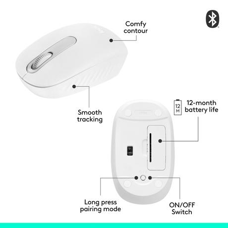 Logitech M196 Bluetooth Wireless Mouse, Off White-6