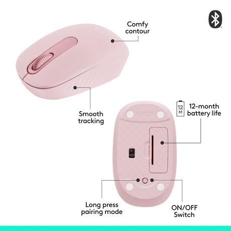 Logitech M196 Bluetooth Wireless Mouse, Rose-6