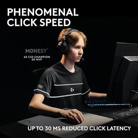 Logitech PRO X2 SUPERSTRIKE Lightspeed Wireless Gaming Mouse with The Fastest Click in the World, Ultra Lightweight (61 g), Customizable Click Haptics, USB-C Charging, for PC/Mac/Laptop (Black and White)-1