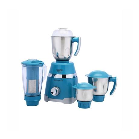 Maharaja Whiteline Duramaxx 800 Watts 4 Jars Mixer Grinder, 100 percent Copper Motor, Food Grade Safe, Turquoise Blue and Silver-0