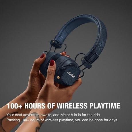 Marshall Major V On Ear Bluetooth Headphone, Midnight Blue-1