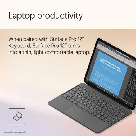 Microsoft Surface Pro 12 EP2-27670 Convertible Laptop (Qualcomm Snapdragon X Plus/16 GB/512 GB SSD/Windows 11 Home/Preloaded Microsoft 365 Apps, Microsoft 365 Family/LCD), 30.48 cm - 12 inch, Platinum-12