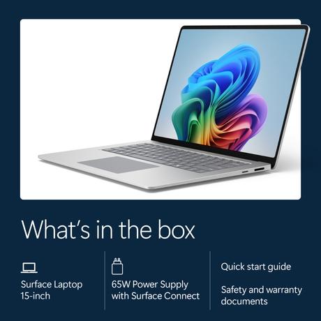 Microsoft Surface 15 Windows Laptop (Qualcomm Snapdragon X2 Elite (12 Core)/16 GB/1 TB SSD/Qualcomm Adreno GPU Integrated/Windows 11 Home/MSOffice/LCD), 38.1 cm - 15 inch, Platinum-10