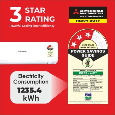 Mitsubishi 2.1 Ton 3 Star Inverter Split Air Conditioner, SRK24YYM-W6-5
