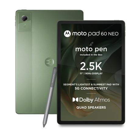 Motorola Pad 60 Neo 27.94 cm (11 Inch) WiFi + 5G Tablet with Pen, 4 GB RAM, 128 GB ROM, Pantone Bronze Green, ZAGW0002IN-0