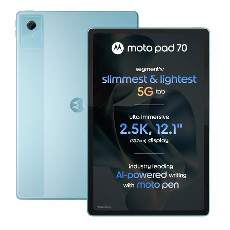Moto Pad 70 32.25 cm (12.7 Inch) WiFi + 5G Tablet with Pen, 8 GB RAM, 256 GB, Pantone Sea Angel, ZAJC0004IN-0