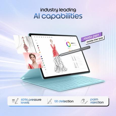 Moto Pad 70 32.25 cm (12.7 Inch) WiFi + 5G Tablet with Pen, 8 GB RAM, 256 GB, Pantone Sea Angel, ZAJC0004IN-4