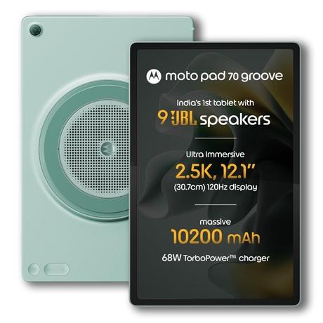 Moto Pad 70 Groove 32.25 cm (12.7 Inch) WiFi Tablet with Clear Case, 8 GB RAM, 128 GB, Pantone Blue Surf, ZAJ80001IN-0