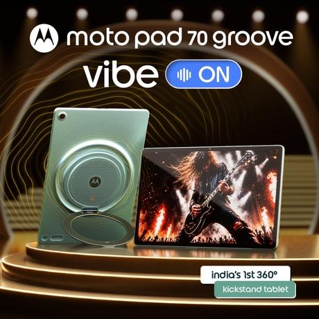 Moto Pad 70 Groove 32.25 cm (12.7 Inch) WiFi Tablet with Clear Case, 8 GB RAM, 128 GB, Pantone Blue Surf, ZAJ80001IN-1