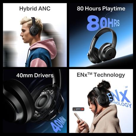 boAt Rockerz 512 ANC Over The Ear Headphones with 35db ANC, 40mm