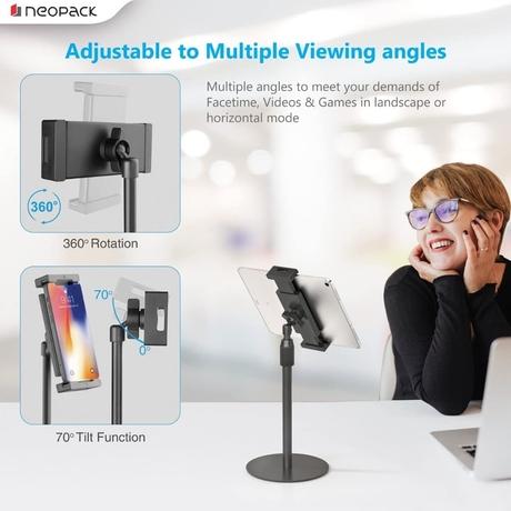 Neopack Unimount Stand with Adjustable Height and 360 Degree Rotating, Black-4