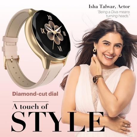 Noise NoiseFit Diva Smartwatch for Women, 2.79 cm (1.1 inch) AMOLED Display, Diamond Cut Dial, Upto 4 Days Battery, Bluetooth Calling, Multiple Strap Options, 100+ Watch Faces, Female Cycle Tracker (Silver Link)-2
