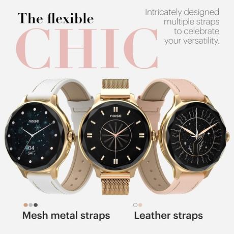 Noise NoiseFit Diva Smartwatch for Women, 2.79 cm (1.1 inch) AMOLED Display, Diamond Cut Dial, Upto 4 Days Battery, Bluetooth Calling, Multiple Strap Options, 100+ Watch Faces, Female Cycle Tracker (Silver Link)-3