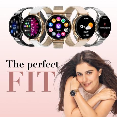 Noise NoiseFit Diva Smartwatch for Women, 2.79 cm (1.1 inch) AMOLED Display, Diamond Cut Dial, Upto 4 Days Battery, Bluetooth Calling, Multiple Strap Options, 100+ Watch Faces, Female Cycle Tracker (Silver Link)-6