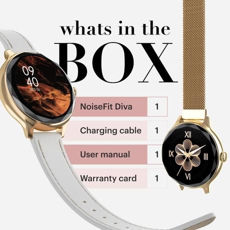 Noise NoiseFit Diva Smartwatch for Women, 2.79 cm (1.1 inch) AMOLED Display, Diamond Cut Dial, Upto 4 Days Battery, Bluetooth Calling, Multiple Strap Options, 100+ Watch Faces, Female Cycle Tracker (Silver Link)-7