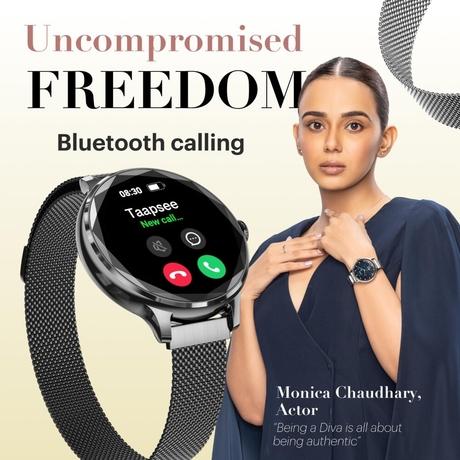Noise Diva Smartwatch with Diamond Cut Dial, Glossy Metallic Finish, AMOLED Display, Mesh Metal Strap, 100+ Watch Faces, Female Cycle Tracker Smart Watch for Women (Gold Link)-5