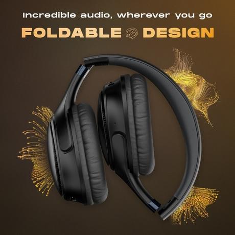 Noise Three Wireless Headphone, Upto 70 hrs of playtime, Dual Device Pairing, Gaming Mode, Foldable, 40mm driver, IPX5 Water Resistance, Blutooth v5.3, Charging Indicator, Jet Black-7