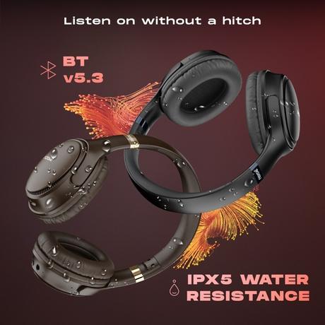 Noise Three Wireless Headphone, Upto 70 hrs of playtime, Dual Device Pairing, Gaming Mode, Foldable, 40mm driver, IPX5 Water Resistance, Blutooth v5.3, Charging Indicator, Jet Black-8