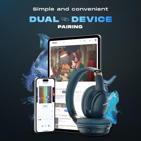 Noise Three Wireless Headphone, Upto 70 hrs of playtime, Dual Device Pairing, Gaming Mode, Foldable, 40mm driver, IPX5 Water Resistance, Blutooth v5.3, Charging Indicator, Space Blue-3