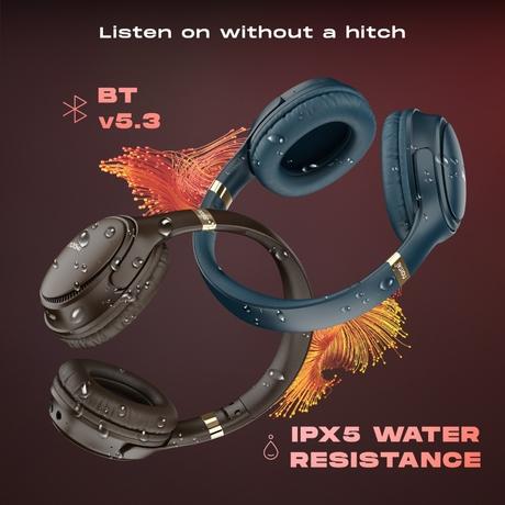 Noise Three Wireless Headphone, Upto 70 hrs of playtime, Dual Device Pairing, Gaming Mode, Foldable, 40mm driver, IPX5 Water Resistance, Blutooth v5.3, Charging Indicator, Space Blue-7
