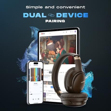 Noise Three with 70 Hours Playtime,40MM Driver,Dual pairing with Gaming Mode Bluetooth Headset(Chocolate Brown, On the Ear)-3