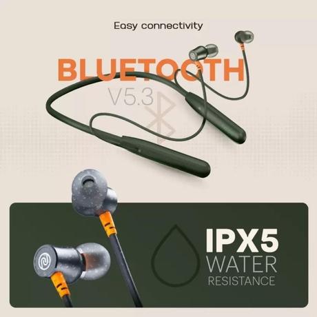 Noise Airwave Bluetooth Wireless Neckband Earphones with Mic, Upto 50 Hours of playtime, Low Latency, IPX5 Water Resistance, 10mm Driver, Voice Assistant, ENC for Calling, 3 EQ Modes, Bluetooth v5.3, Midnight Blue-8
