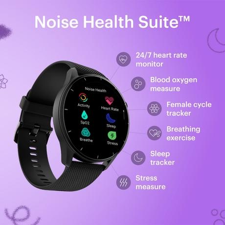 Noise NoiseFit Crew Smart Watch, 3.50 cms (1.38 inch) Round Display with Bluetooth Calling, IP68 water resistance, 100+ cloud based watch faces, 120+ sports mode, Jet Black-4