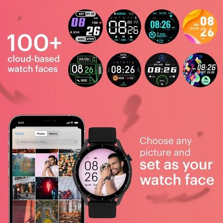 Noise NoiseFit Crew Smart Watch, 3.50 cms (1.38 inch) Round Display with Bluetooth Calling, IP68 water resistance, 100+ cloud based watch faces, 120+ sports mode, Jet Black-5