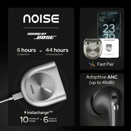 Noise Master Buds Truly Wireless Bluetooth Earbuds, Onyx Black