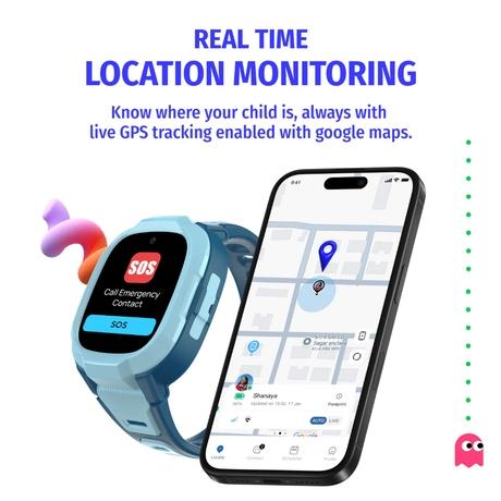 Noise Junior Explorer 2 Smart Watch for Kids with 4G SIM Compatible, 2-Way Video & Voice Calling, Geofencing, Real Time Location Monitoring via Google Maps, IP68, SOS Emergency Alerts (Frost Pop)-4