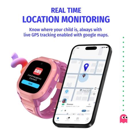 Noise Junior Explorer 2 Smart Watch for Kids with 4G SIM Compatible, 2-Way Video & Voice Calling, Geofencing, Real Time Location Monitoring via Google Maps, IP68, SOS Emergency Alerts (Power Pixel)-4