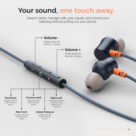 Noise Chord 100 Type-C Wired Earphone, Midnight Blue-4