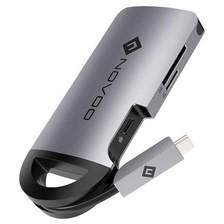 Novoo 8-in-1 USB-C Hub with 3 USB-A Port, USB-C PD Port, HDMI Port, SD Card and TF Slot, Ethernet Port, Dark Grey-9