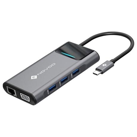 Novoo 9-in-1 Pro USB-C Hub with 3 USB-A Port, USB-C PD Port, HDMI Port, SD Card and TF Slot, VGA Port, Ethernet Port, Dark Grey-0