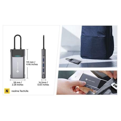 Novoo 9-in-1 Pro USB-C Hub with 3 USB-A Port, USB-C PD Port, HDMI Port, SD Card and TF Slot, VGA Port, Ethernet Port, Dark Grey-11