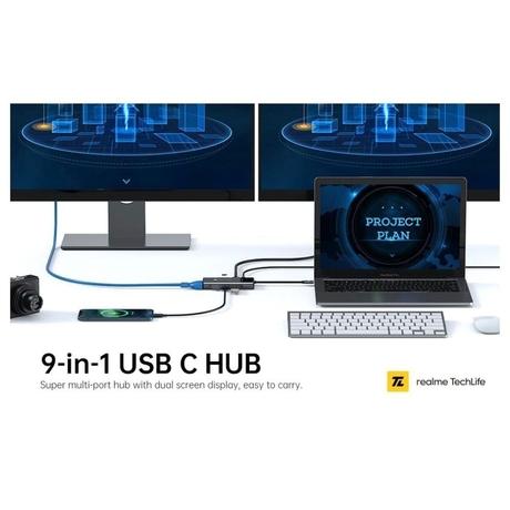 Novoo 9-in-1 Pro USB-C Hub with 3 USB-A Port, USB-C PD Port, HDMI Port, SD Card and TF Slot, VGA Port, Ethernet Port, Dark Grey-13
