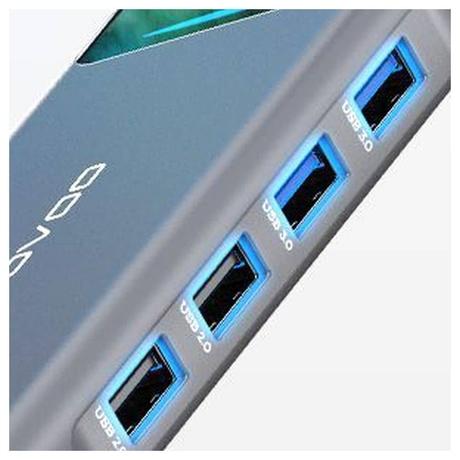 Novoo 12-in-1 Pro USB-C Hub with 4 USB-A Port, USB-C PD Port, 2 HDMI Port, SD Card and TF Slot, VGA Port, Ethernet Port, Audio Port, Dark Grey-9