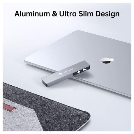 Novoo 7-in-2 USB-C Hub with 2 USB 3.0 Port, 2 USB-C PD Port, SD Card and microSD Card Slot, HDMI Port, Dark Grey-2