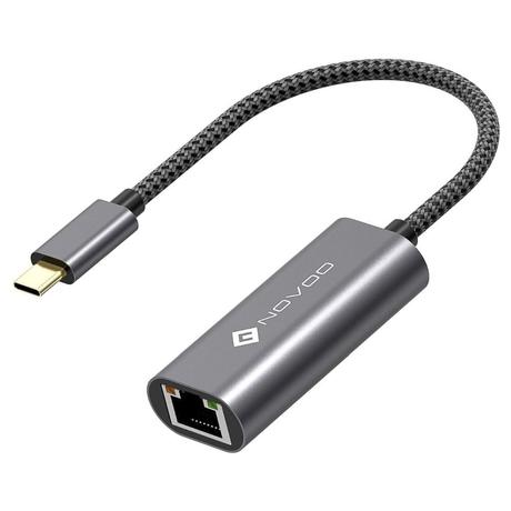 Novoo NVHUBCLAN1KXLV Type C to RJ45 Ethernet Adapter, Dark Grey-0