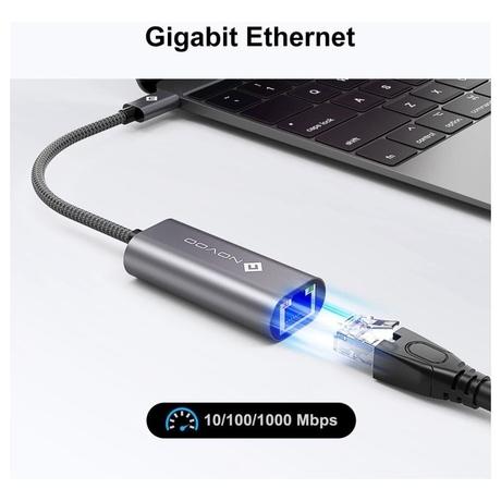 Novoo NVHUBCLAN1KXLV Type C to RJ45 Ethernet Adapter, Dark Grey-3
