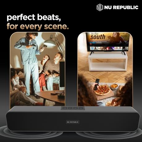 Nu Republic Soundbar 20 Bluetooth Soundbar with X-Bass Technology, 52mm Dynamic Drivers, Upto 12 Hrs Playtime, 20 W Output, Aux/USB Port (5.0 Channel (Black)-9