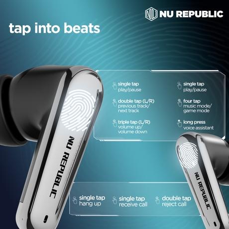 Nu Republic Epic X4 TWS Earbuds with 52 Hour Playtime, X-Bass Technology, 13 mm Neodymium Drivers, ENC Mics, Dual Mode, 40 ms Low Latency, Quick Charge 15mins = 200 Mins Play (Silver/Black)-11