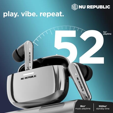 Nu Republic Epic X4 TWS Earbuds with 52 Hour Playtime, X-Bass Technology, 13 mm Neodymium Drivers, ENC Mics, Dual Mode, 40 ms Low Latency, Quick Charge 15mins = 200 Mins Play (Silver/Black)-4