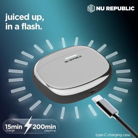 Nu Republic Epic X4 TWS Earbuds with 52 Hour Playtime, X-Bass Technology, 13 mm Neodymium Drivers, ENC Mics, Dual Mode, 40 ms Low Latency, Quick Charge 15mins = 200 Mins Play (Silver/Black)-7