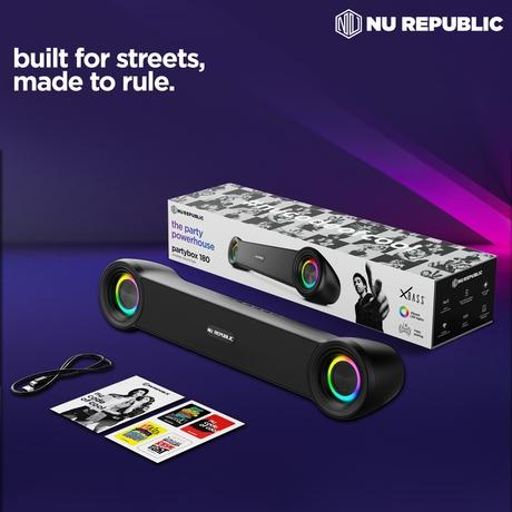 Nu Republic Partybox 180 Bluetooth Soundbar with 18 Watts Output, Upto 6 Hrs Playtime, 52mm Dynamic Driver, Vibrant RGB Light (Black)-3