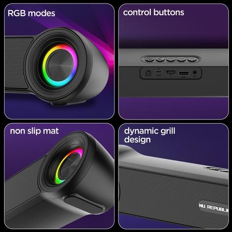 Nu Republic Partybox 180 Bluetooth Soundbar with 18 Watts Output, Upto 6 Hrs Playtime, 52mm Dynamic Driver, Vibrant RGB Light (Black)-7