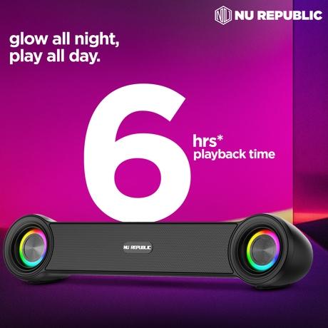 Nu Republic Partybox 180 Bluetooth Soundbar with 18 Watts Output, Upto 6 Hrs Playtime, 52mm Dynamic Driver, Vibrant RGB Light (Black)-8