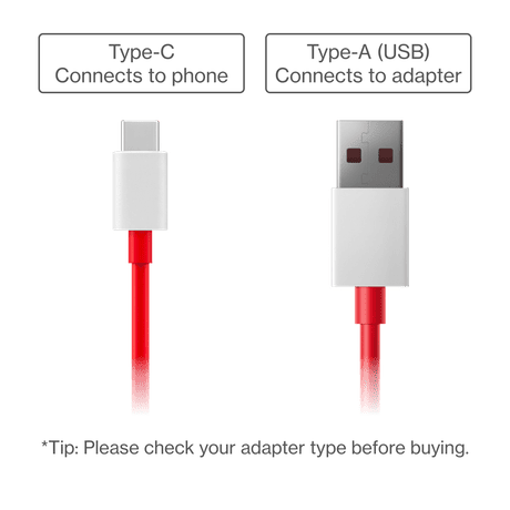 OnePlus SUPERVOOC C201A Type-A to Type-C Cable, Red and White-0