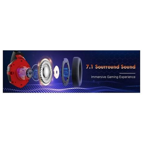 Onikuma K2 Pro Wired Gaming Headphone with 3D Stereo Surround Sound, Black and Red-5